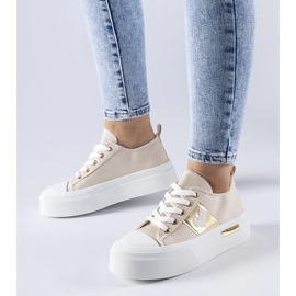 Beige-goldene Lawton-Plateau-Sneaker 1