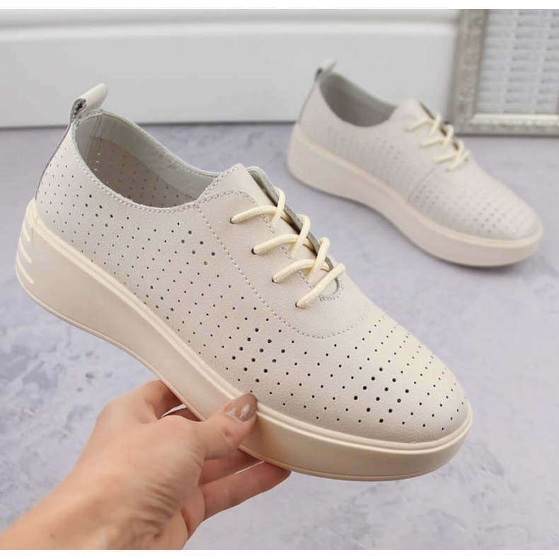 Sergio Leone W SK431 durchbrochene beige Lederschuhe 1