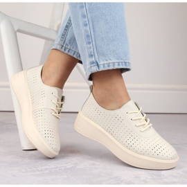 Sergio Leone W SK431 durchbrochene beige Lederschuhe 2