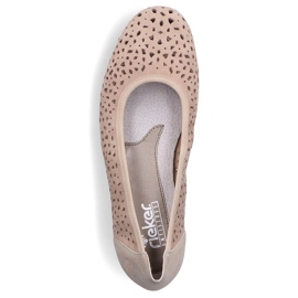 Durchbrochene Damen-Slipper aus beigem Leder Rieker L9365-61 1