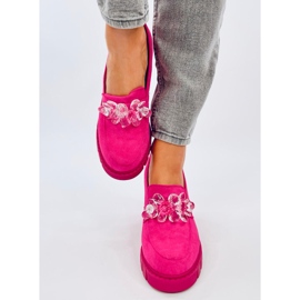 Hochhackige Loafer von Nadina Fuchsia mit Steinen rosa 1