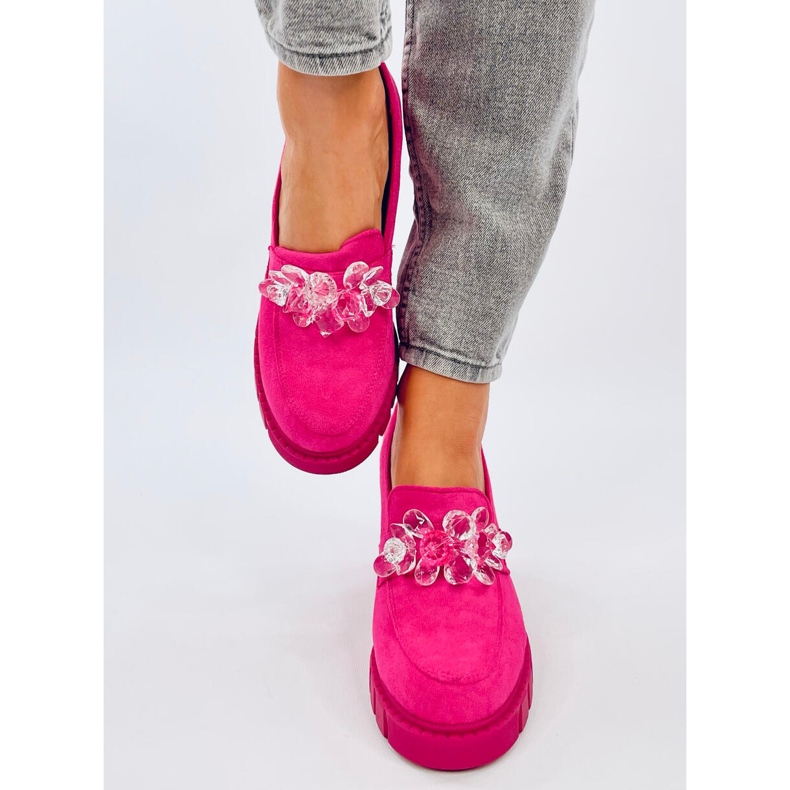 Hochhackige Loafer von Nadina Fuchsia mit Steinen rosa 1