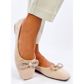 Serna Beige Wildleder-Ballerinas mit Schleife 1