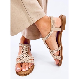 Ashes Khakifarbene Boho-String-Sandalen beige 1