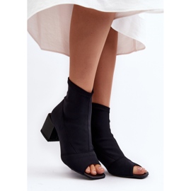 Zazoo 2876 Damen-Stiefel mit hohem Absatz und offener Spitze, Schwarz 1