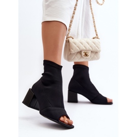 Zazoo 2876 Damen-Stiefel mit hohem Absatz und offener Spitze, Schwarz 2