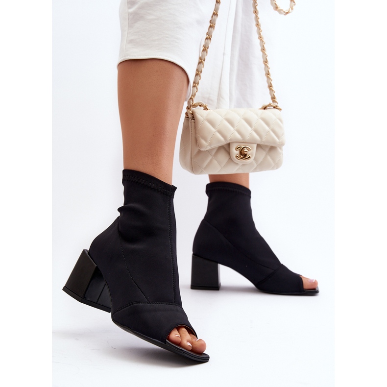 Zazoo 2876 Damen-Stiefel mit hohem Absatz und offener Spitze, Schwarz 2