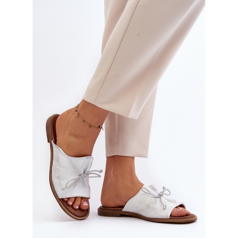 Zazoo 2659 Damen Lederhausschuhe Silber 2