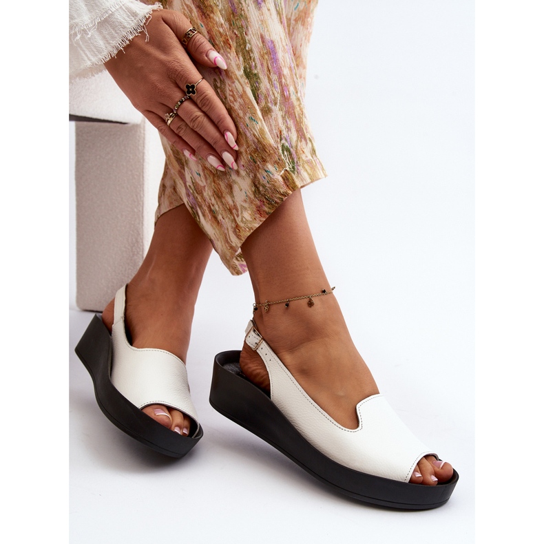 Zazoo 2893 Damen-Ledersandalen mit dicker Sohle, Weiß 1