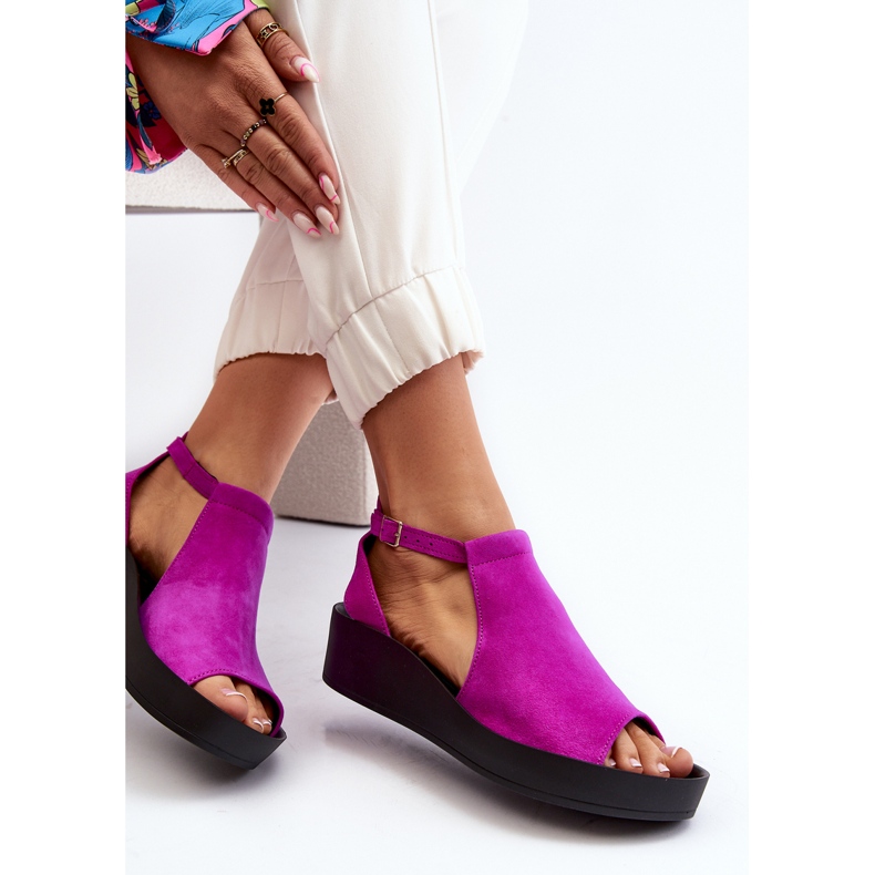 Zazoo 2914 Damen Sandalen Wildleder Fuchsia rosa 1