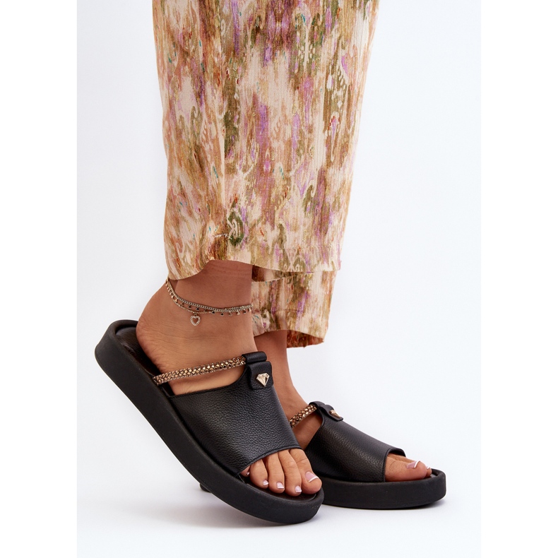 Zazoo 2896 Damen-Leder-Flip-Flops, Schwarz 2