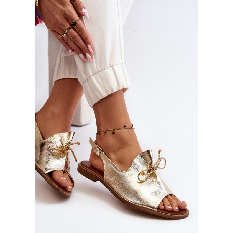 Zazoo 2898 Flache Ledersandalen Gold G1/2 golden 1