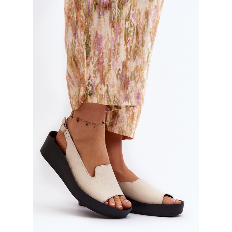 Zazoo 2893 Damen-Ledersandalen mit dicker Sohle, Hellbeige 2