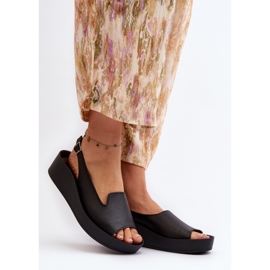 Zazoo 2893 Damen-Ledersandalen mit dicker Sohle, Schwarz 2