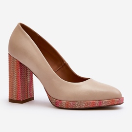 Laura Messi 2746 Hellbeige Pumps mit hohem Absatz 1