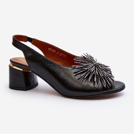 Ledersandalen mit Dekoration Laura Messi 2719 Schwarz 2