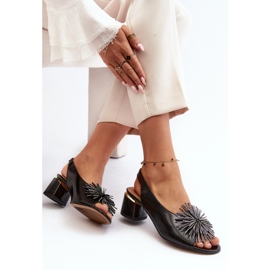 Ledersandalen mit Dekoration Laura Messi 2719 Schwarz 1