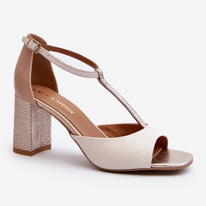 Ledersandalen mit hohem Absatz Laura Messi 2759 Beige 2