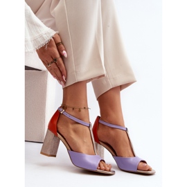 Ledersandalen mit hohem Absatz Laura Messi 2759 Lila 1