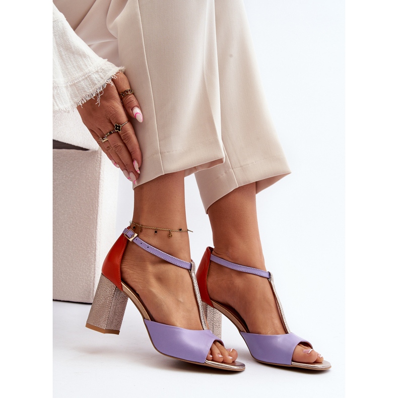 Ledersandalen mit hohem Absatz Laura Messi 2759 Lila 1