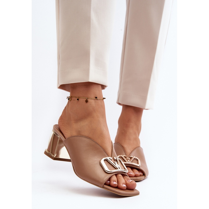 Elegante Damen-Flip-Flops mit hohem Absatz Laura Messi 2771 Beige 1