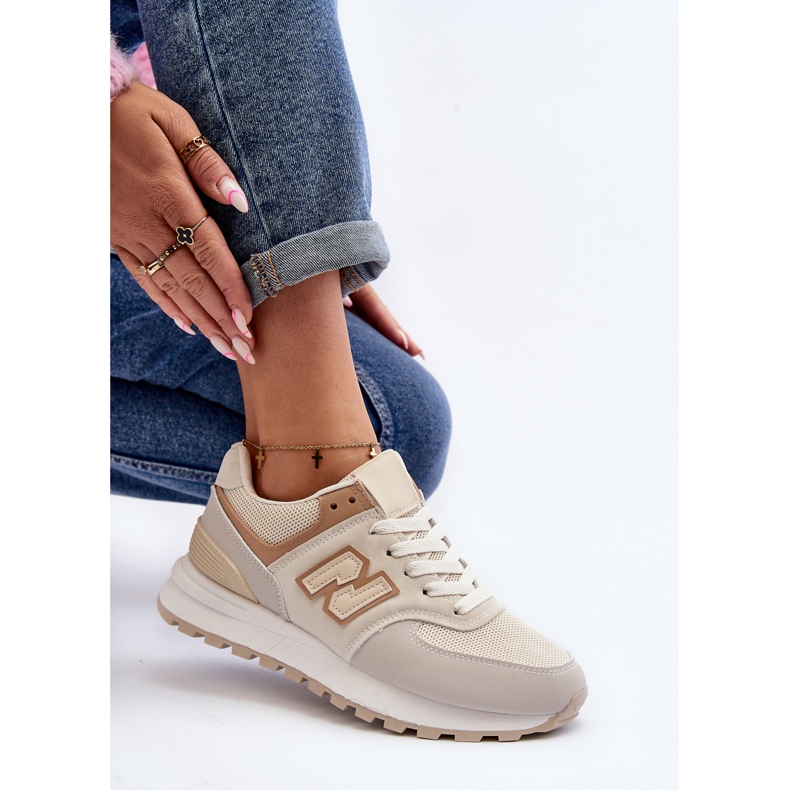 Beige Damen Sneakers Sportschuhe Alettesa 1