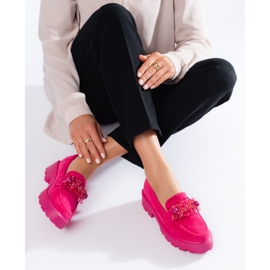 Fuchsiafarbene Damen-Loafer aus Wildleder rosa 2