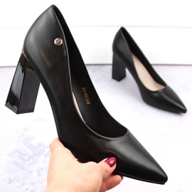 Damenpumps auf dekorativem Absatz, schwarz, Vinceza 62106 1