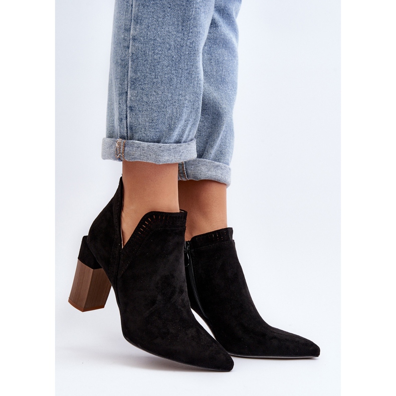 Schwarze Vailen-Stiefeletten mit hohem Absatz und durchbrochenem Muster 2