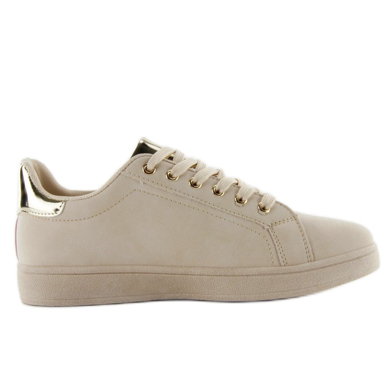 Süßlippen Sneaker mit Patches FB-15 BEIGE / GOLD 2