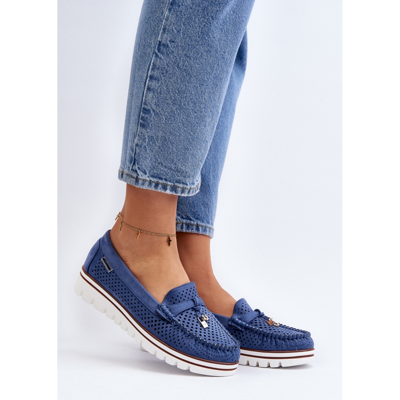 Durchbrochene Damen-Mokassins Blue Twista blau 2