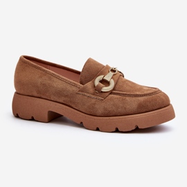 Damen-Mokassins mit Camel-Railenes-Dekoration braun 1