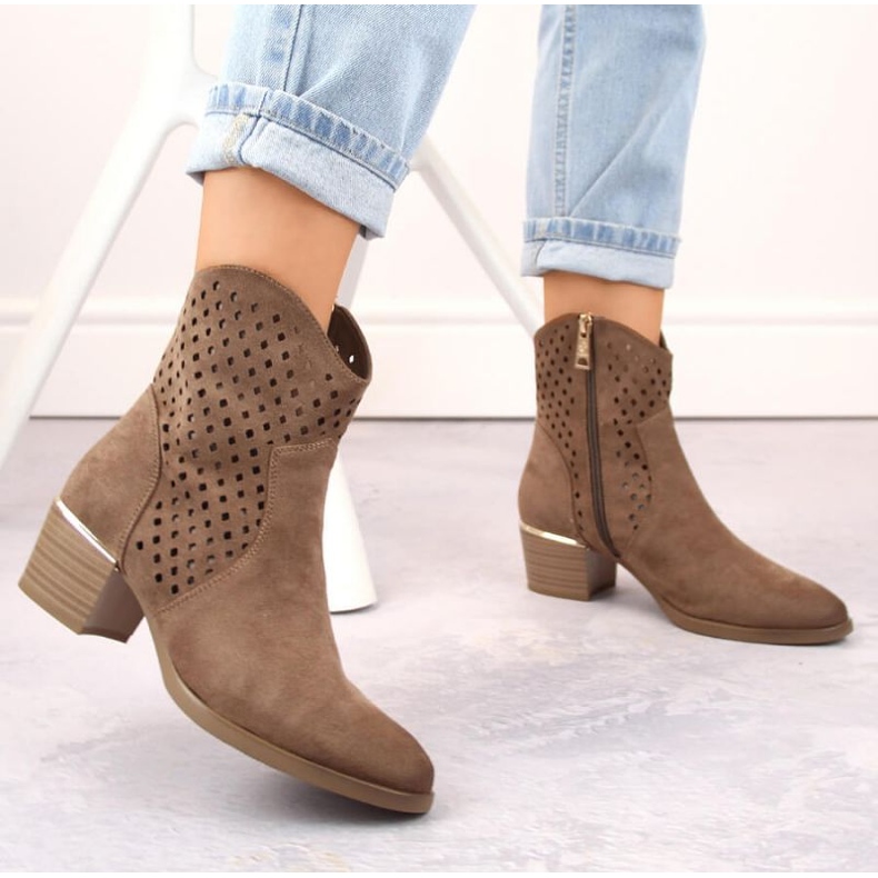 Vinceza W JAN265B durchbrochene Cowboystiefel aus Wildleder, braun 2