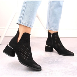 Wildleder-Stiefeletten mit hohem Absatz Potocki W WOL213A, schwarz 2