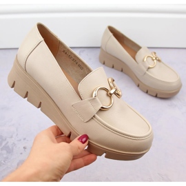 Damenschuhe, Keilmokassins, beige Potocki SZ12374 1