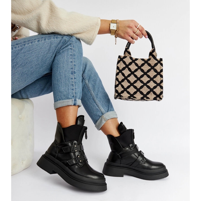 Schwarze Glen-Plateau-Stiefeletten 1