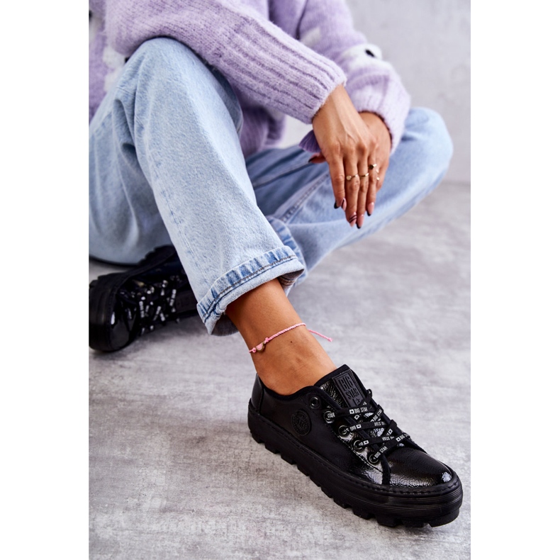 Modischer Lack-Sneaker Big Star KK274044 Schwarz 2