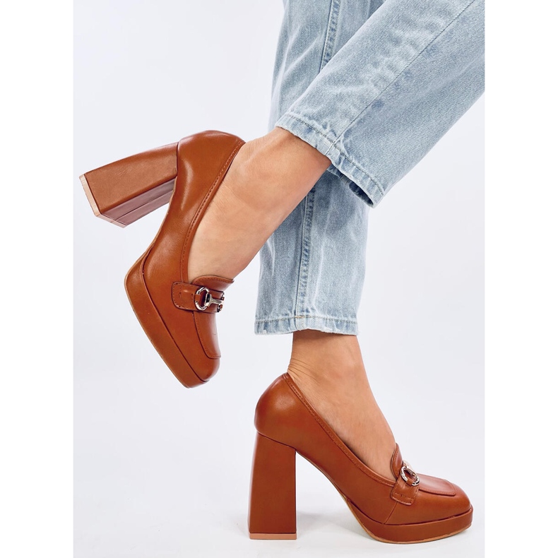 Albers Camel-Loafer mit hohen Absätzen braun 2