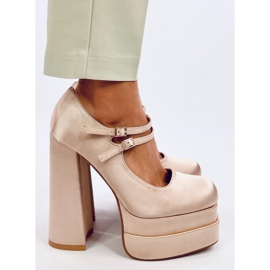 Prandi Beige Plateaupumps aus Satin 1