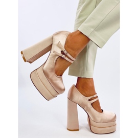 Prandi Beige Plateaupumps aus Satin 2