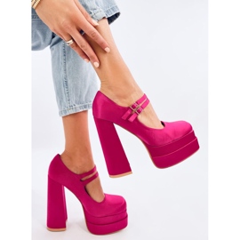 Prandi Plateaupumps aus fuchsiafarbenem Satin rosa 1