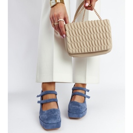 Chers blaue Pumps mit massivem Blockabsatz 2