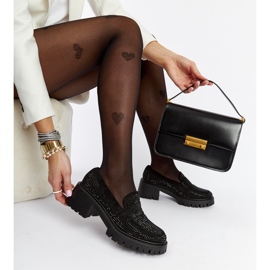 Schwarze Mokassins mit massivem Parent-Absatz 2