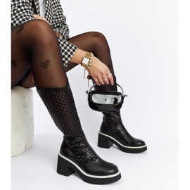 Schwarze durchbrochene Anahola-Stiefel mit hohen Absätzen 2