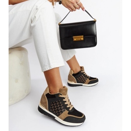 Schwarze, kastanienbraune Keilsneaker 1