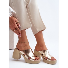 Zazoo 40373 Leder-Flip-Flops auf einem Block, Gold golden 2