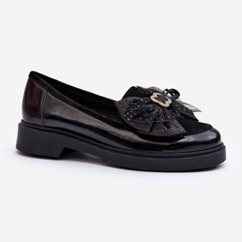 Damen-Mokassins aus Lackleder mit Schleife Laura Messi 2786 Schwarz 5