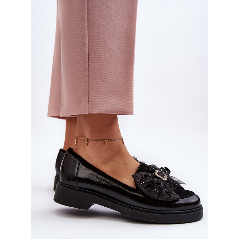 Damen-Mokassins aus Lackleder mit Schleife Laura Messi 2786 Schwarz 1