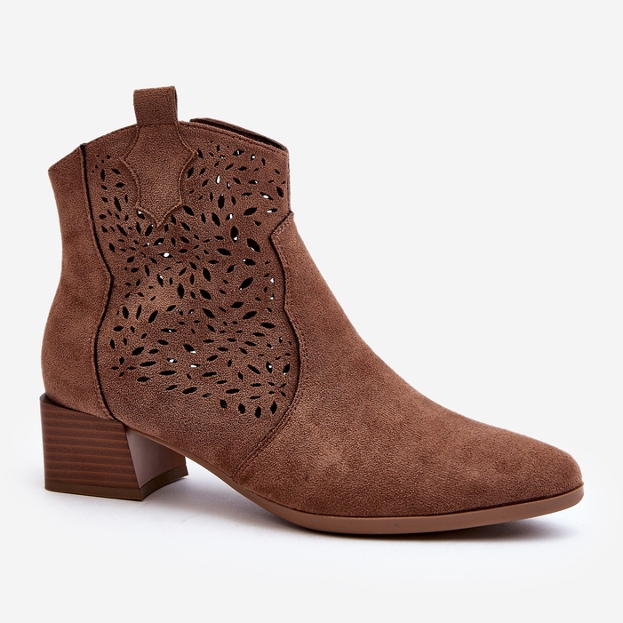 Vinceza Durchbrochene braune Damen-Stiefeletten von Madalina 2