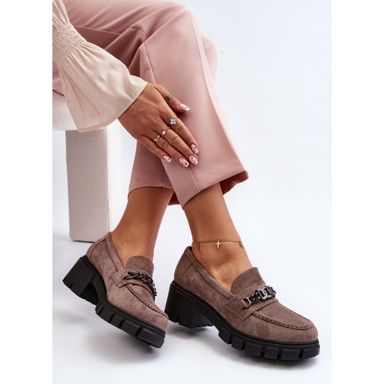 Vinceza Beige Eriella Beige Mokassins mit massiven Absätzen 1